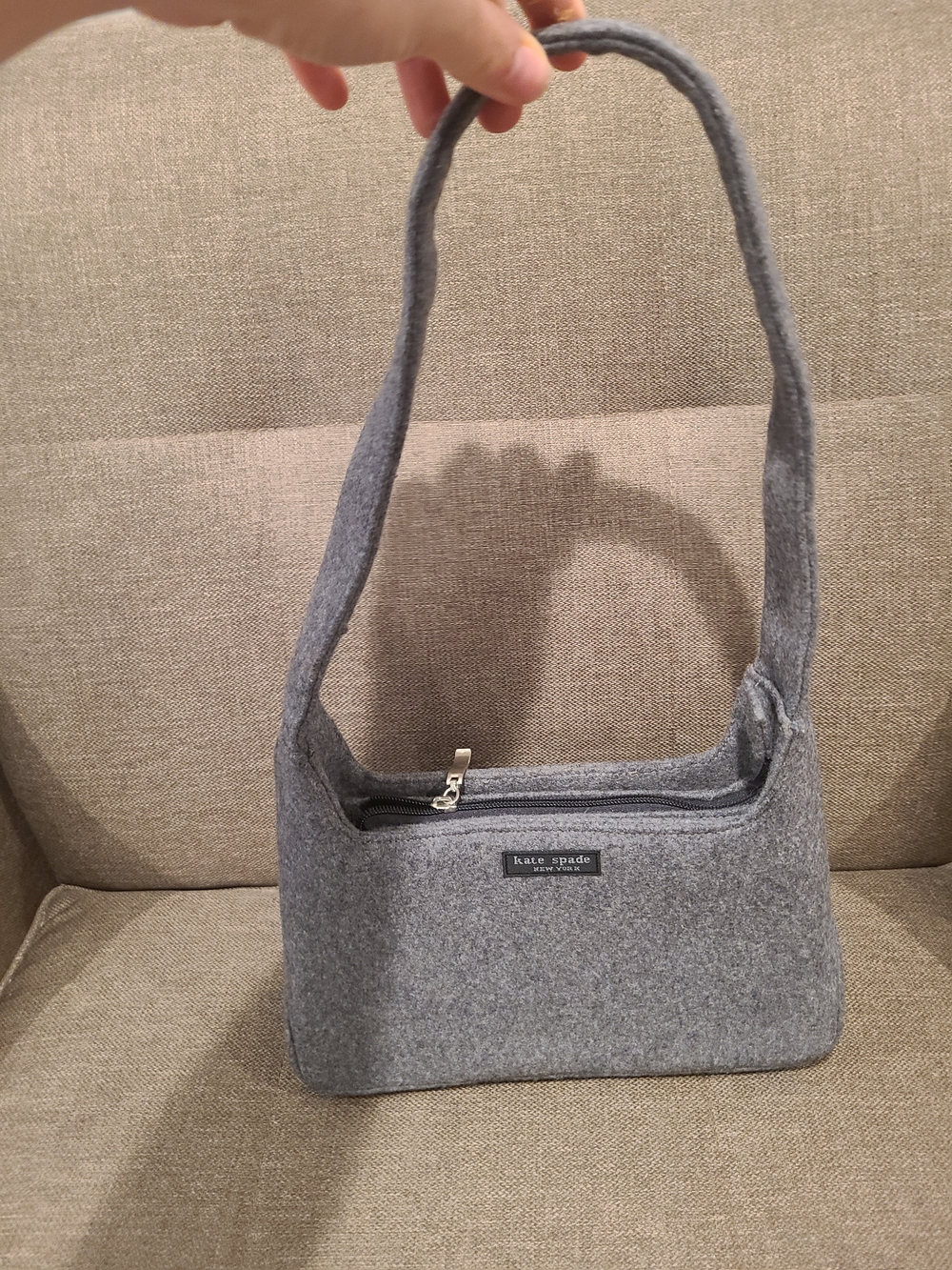 Vintage gray wool felt shoulder bag by Kate Spade New York